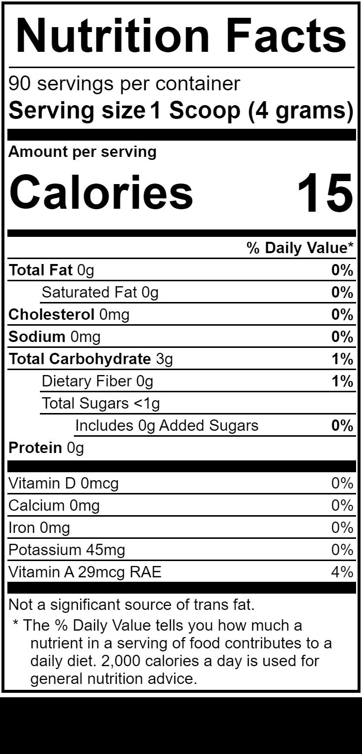 purple roasted matcha powder 90 serving nutrition facts