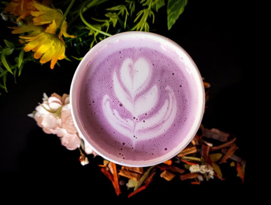 Roasted Purple matcha latte hot 